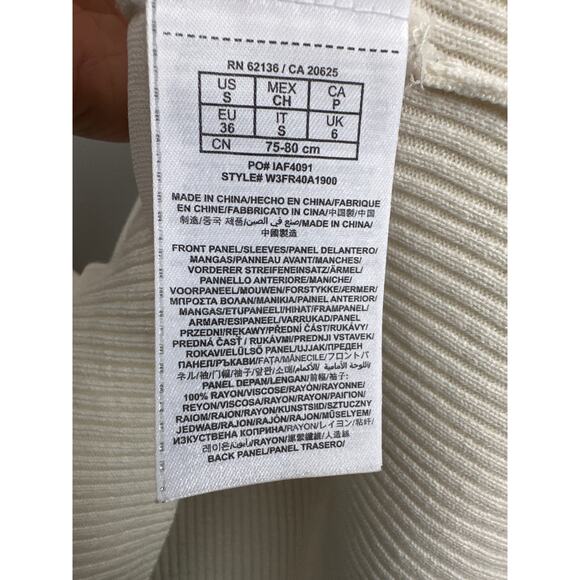 Guess Ivory Lightweight Sheer Back Deep V Cardigan Sweater Size Small - Picture 7 of 10